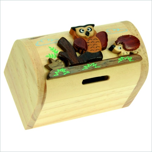 5215-Owl: Owl Money Boxes (Hidden Lock) (Pack Size 3) Price Breaks Available